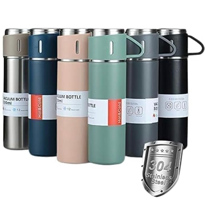 Coffret Thermos Inox avec 3 Tasses – Élégant et Pratique